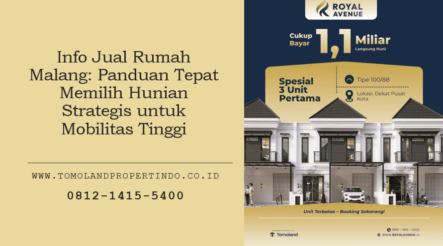 Info Jual Rumah Malang: Panduan Tepat Memilih Hunian Strategis untuk Mobilitas Tinggi