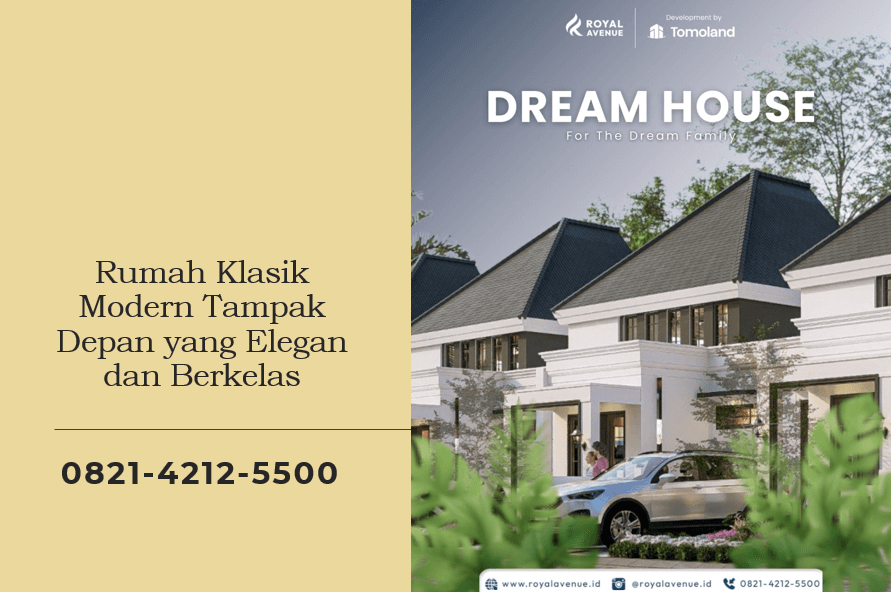 Rumah Klasik Modern Tampak Depan yang Elegan dan Berkelas