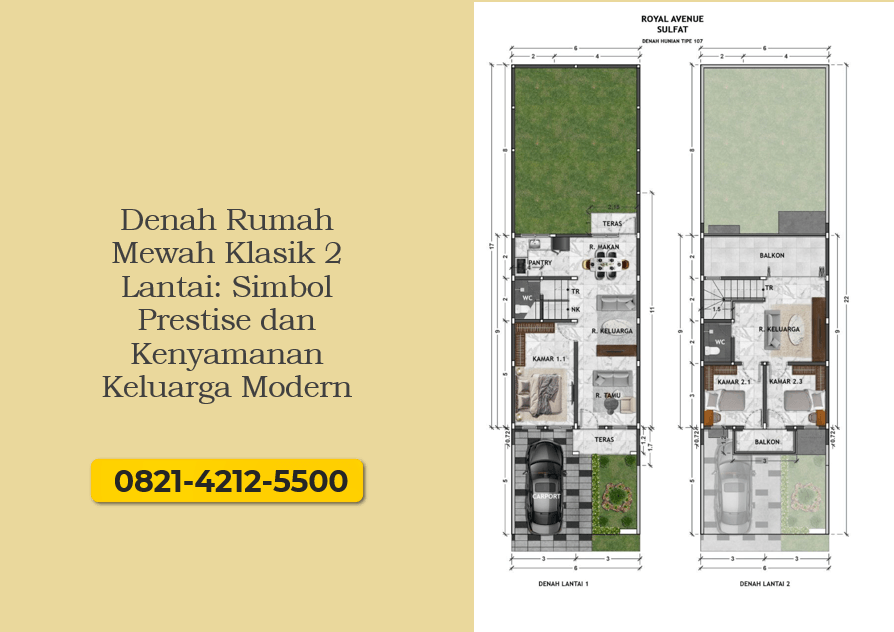 Denah Rumah Mewah Klasik 2 Lantai Simbol Prestise dan Kenyamanan Keluarga Modern